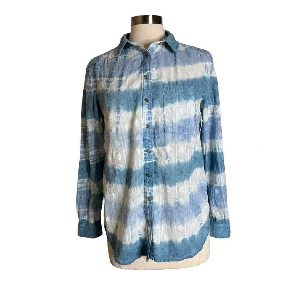Anthropologie Pilcro‎ Janesse Tie Dye Top Button Down Long Sleeve Women's Small